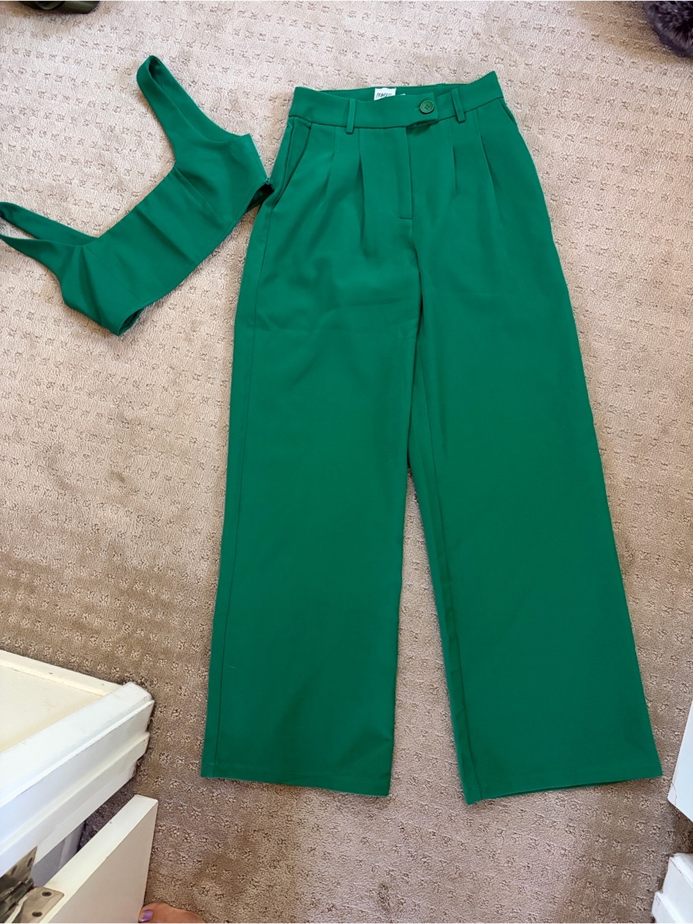 Princess Polly Emerald Green High-Waist Wide Leg Pants - Picture 2 of 5